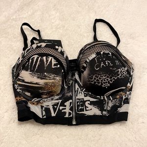 Victoria’s Secret x Balmain front zip longline bra. 34D NWT